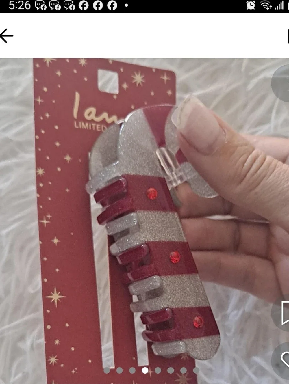 I AM LIMITED EDITION Candy Cane Hair Clip Large Lucite Claw Clip Holiday Gift!